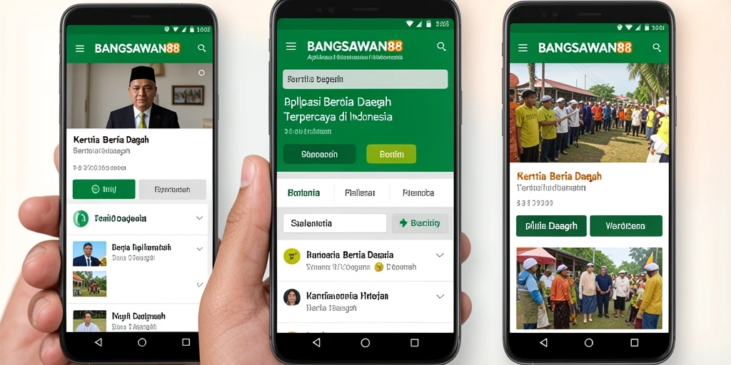Tampilan antarmuka aplikasi BANGSAWAN88 untuk berita daerah.