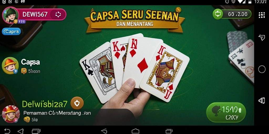 Antarmuka DEWI567 yang ramah pengguna dalam permainan Capsa.