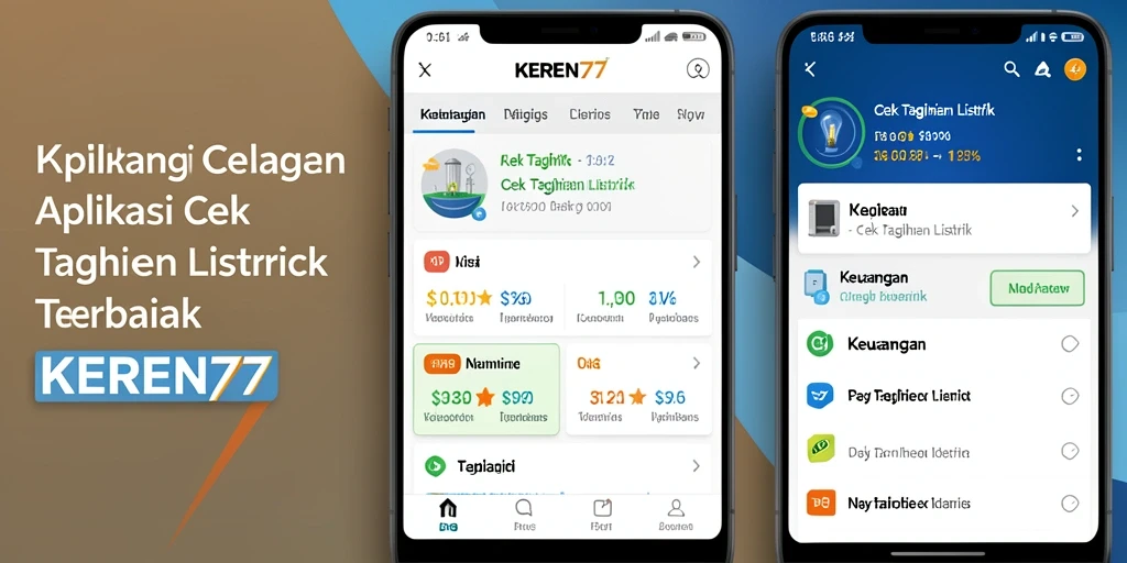 Tampilan antarmuka KEREN77 yang menampilkan cek tagihan listrik.