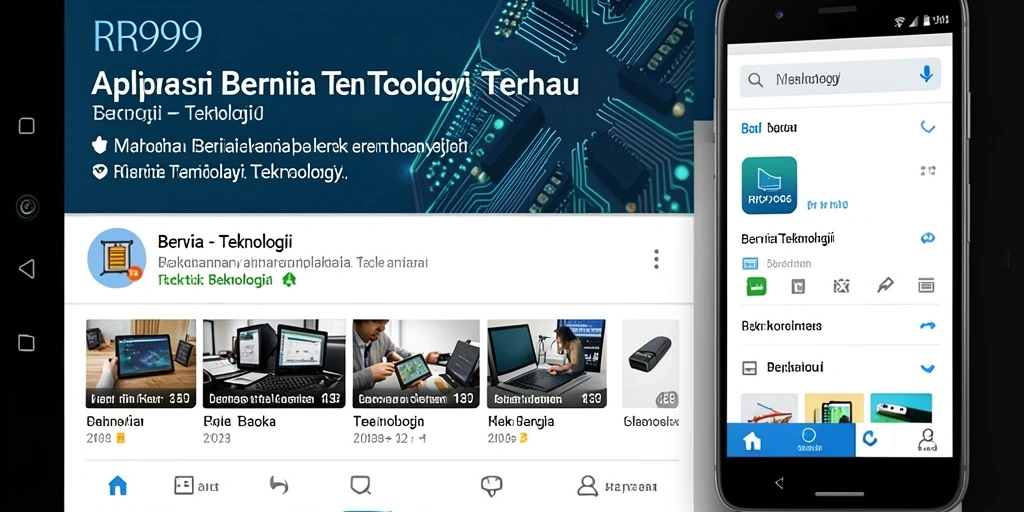 Antarmuka aplikasi RR999 menampilkan berita teknologi terkini dan menarik.
